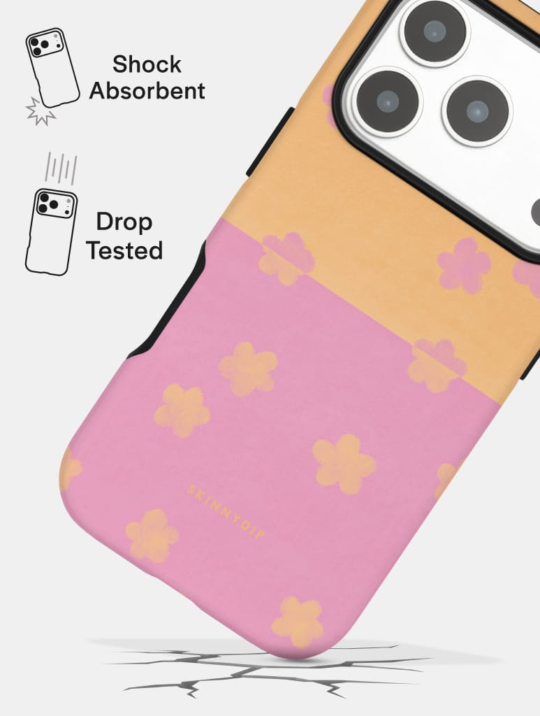 Tangerine and Bubblegum Two-Tone Flower Ultra Protective iPhone Case Phone Cases Skinnydip London