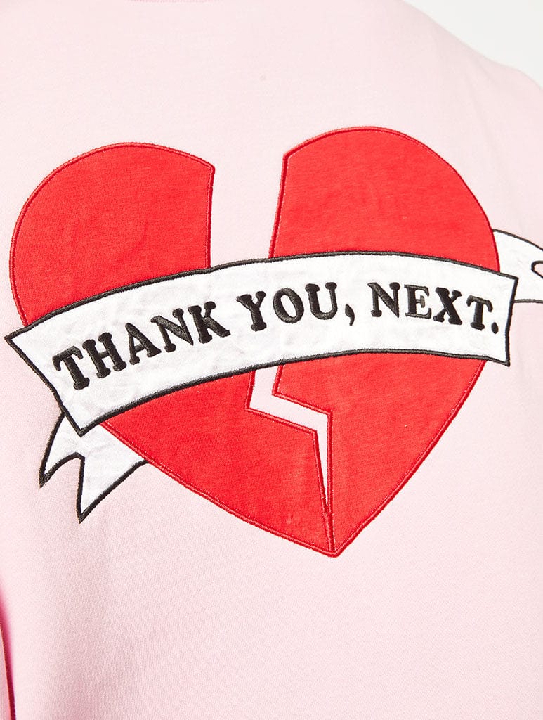 Thank You Next Pink Oversized Sweatshirt Hoodies & Sweatshirts Skinnydip London
