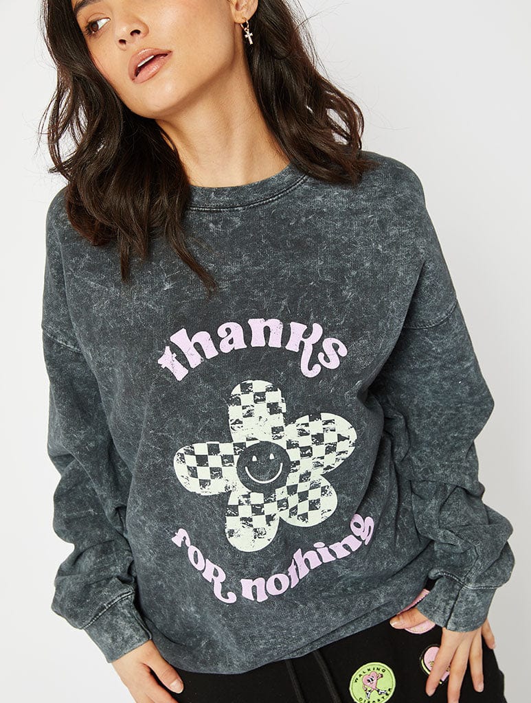 Thanks for Nothing Oversized Sweatshirt Hoodies & Sweatshirts Skinnydip London