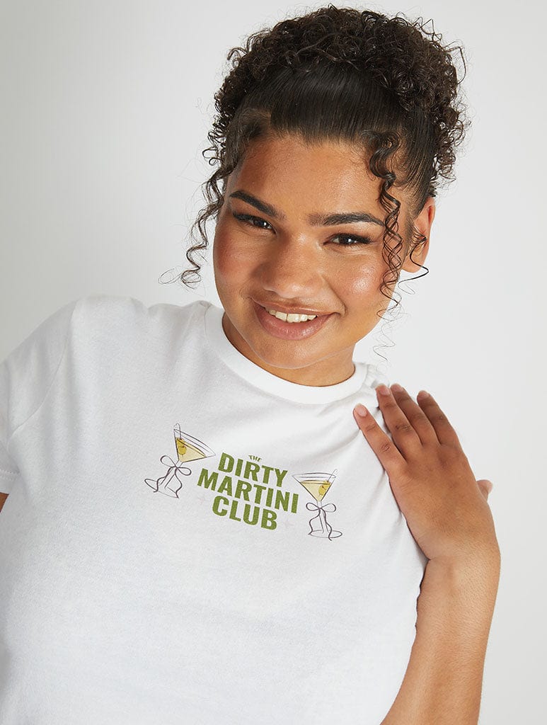 The Dirty Martini Club Baby T-Shirt in White Tops & T-Shirts Skinnydip London