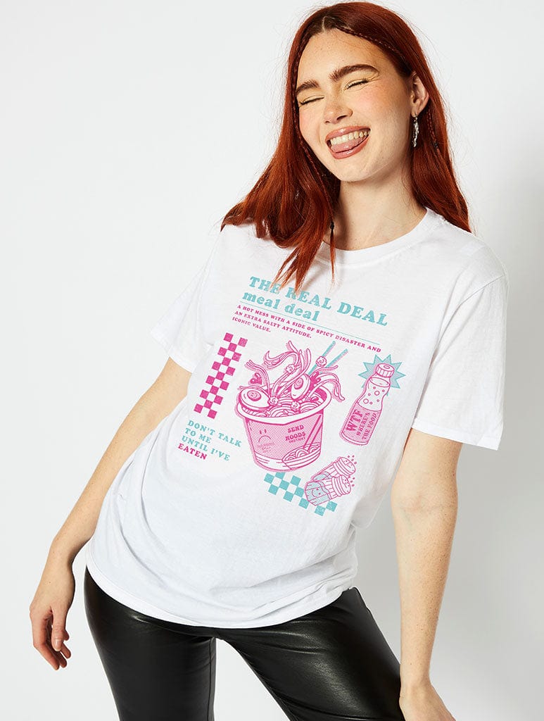 The Real Meal Deal White T-Shirt Tops & T-Shirts Skinnydip London