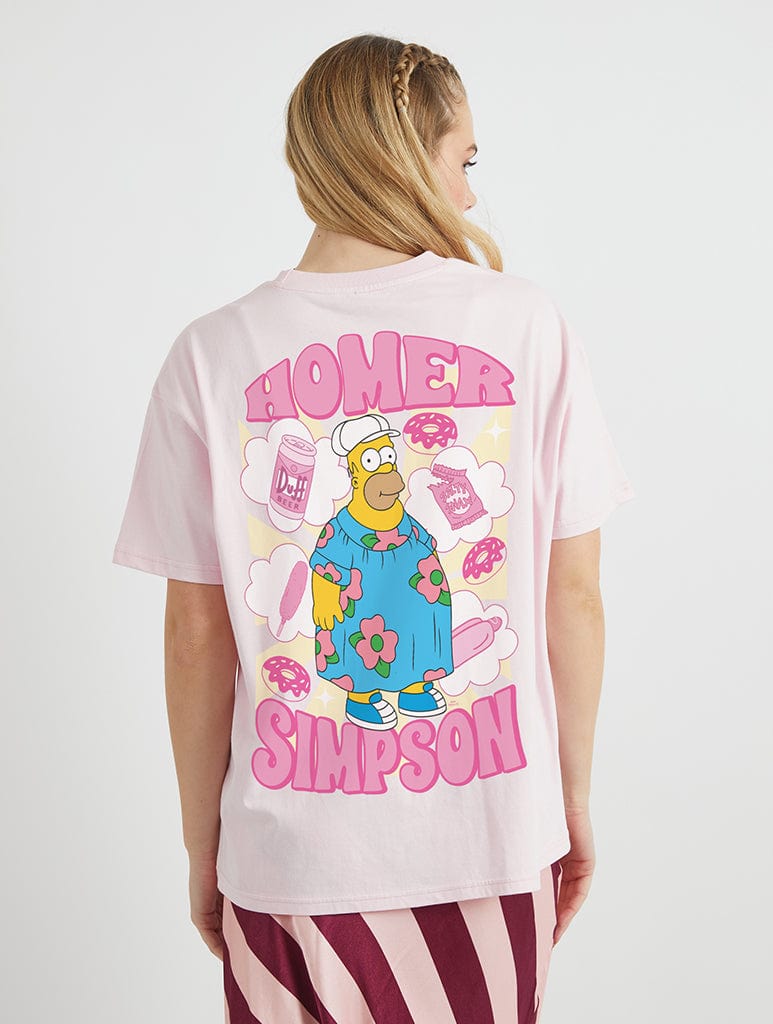 The Simpsons Homer In A Dress T-Shirt In Pink Tops & T-Shirts Skinnydip London