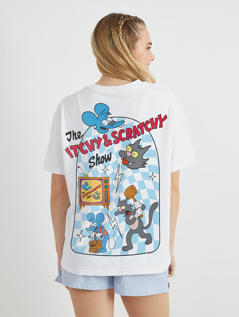 The Simpsons Itchy & Scratchy T-Shirt in White Tops & T-Shirts Skinnydip London