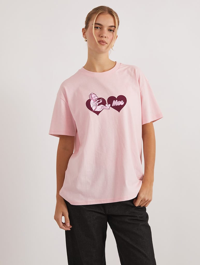 The Simpsons Moe T-Shirt In Pink Tops & T-Shirts Skinnydip London