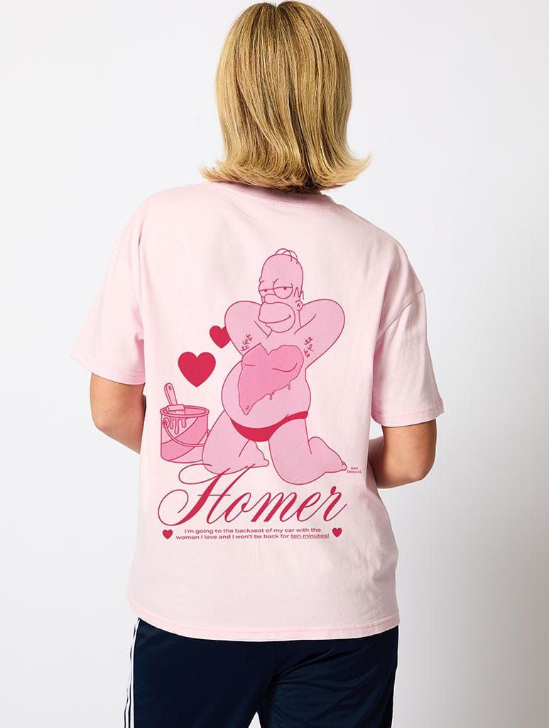 The Simpsons Romantic Homer T-Shirt In Pink Tops & T-Shirts Skinnydip London
