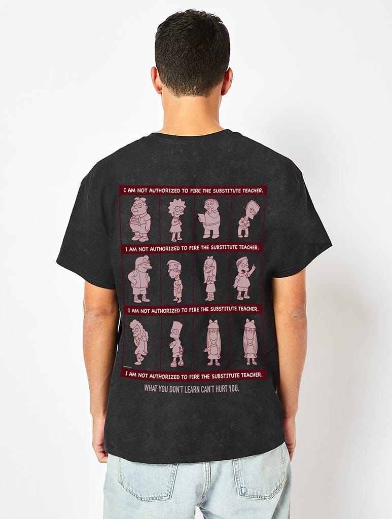 The Simpsons Schooled In Springfield T-Shirt In Acid Wash Tops & T-Shirts Skinnydip London