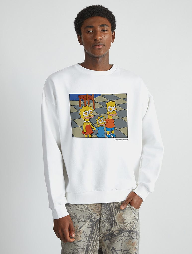 The Simpsons Smiley Egg Still Sweatshirt in White Hoodies & Sweatshirts Skinnydip London