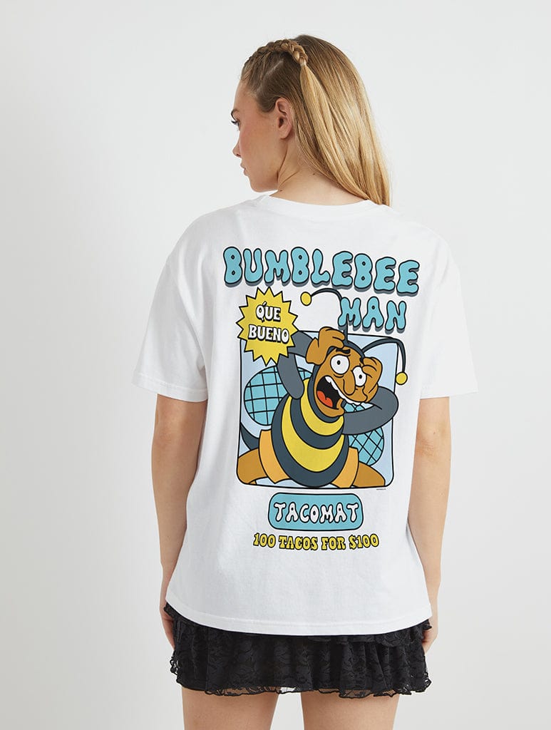 The Simpsons x Skinnydip Bumblebee Man T-Shirt in White Tops & T-Shirts Skinnydip London