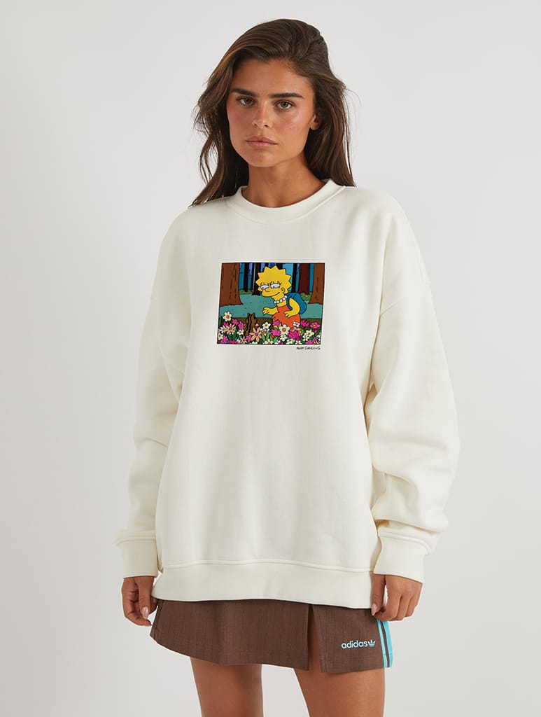 The Simpsons x Skinnydip Lisa Nature Sweatshirt In White Hoodies & Sweatshirts Skinnydip London