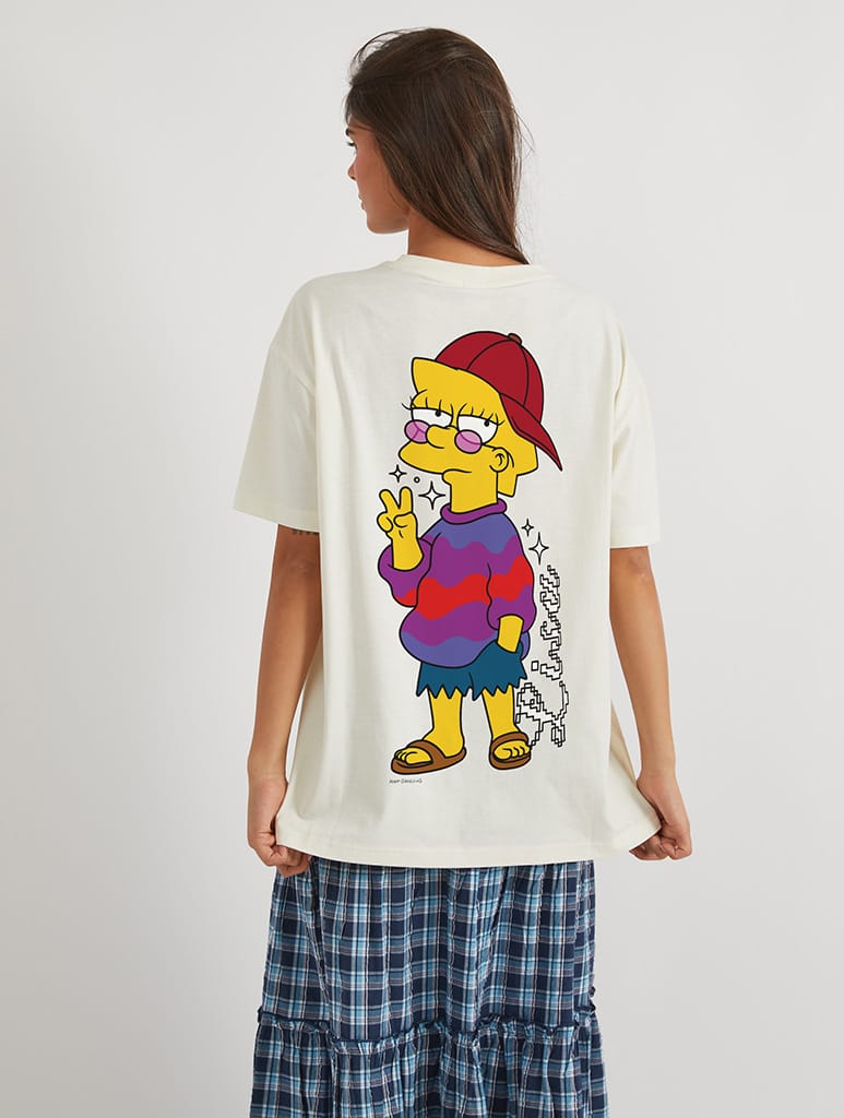 The Simpsons x Skinnydip Lisa T-Shirt In White Tops & T-Shirts Skinnydip London
