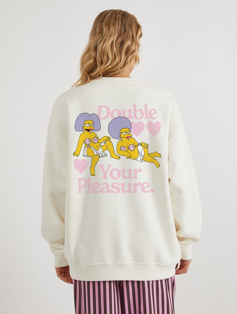 The Simpsons x Skinnydip Patty & Selma Sweatshirt In White Hoodies & Sweatshirts Skinnydip London