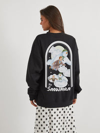 The Snowman Sweatshirt In Black Hoodies & Sweatshirts Skinnydip London