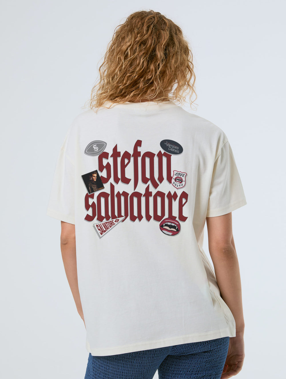 The Vampire Diaries x Skinnydip Stefan Salvatore Poster T-Shirt In White Tops & T-Shirts Skinnydip London
