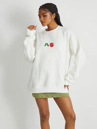 The Very Hungry Caterpillar Apple Sweatshirt In White Hoodies & Sweatshirts Skinnydip London