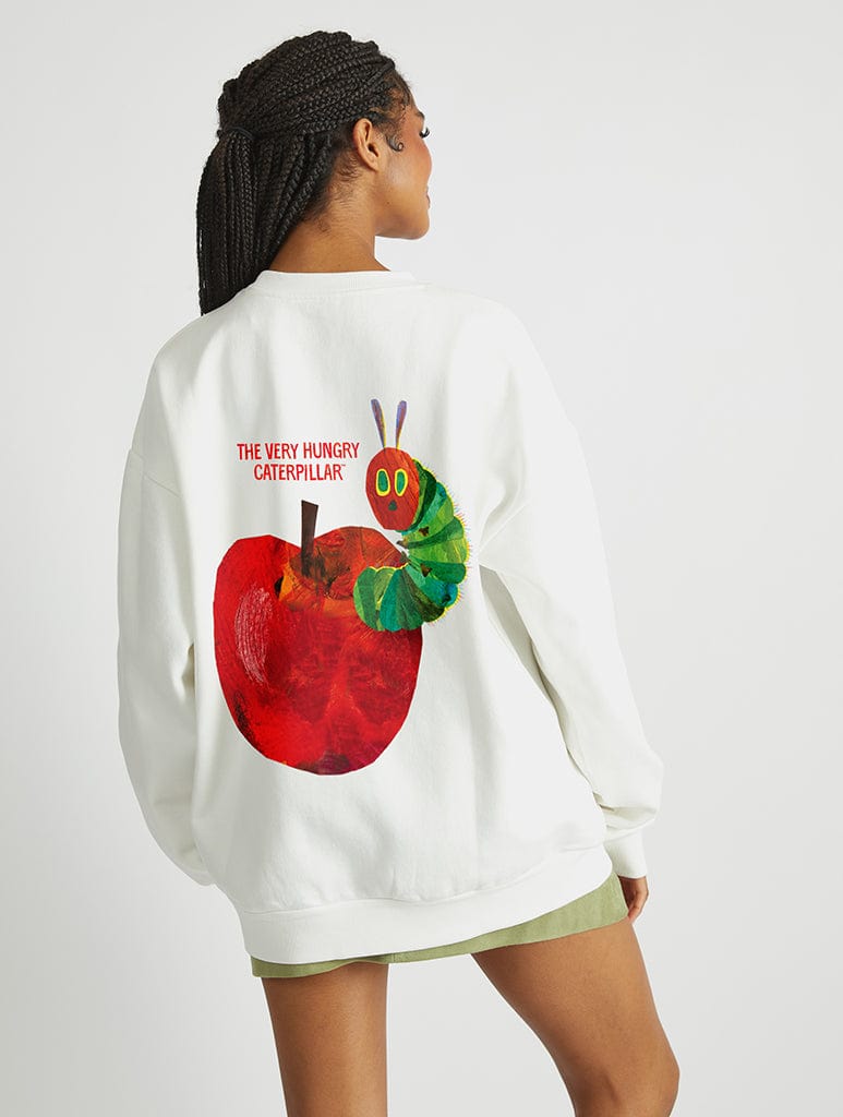 The Very Hungry Caterpillar Apple Sweatshirt In White Hoodies & Sweatshirts Skinnydip London
