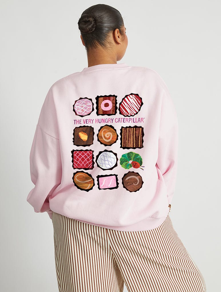 The Very Hungry Caterpillar Chocolate Box Sweatshirt In Pink Hoodies & Sweatshirts Skinnydip London