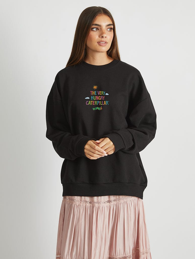 The Very Hungry Caterpillar Garden Sweatshirt In Black Hoodies & Sweatshirts Skinnydip London