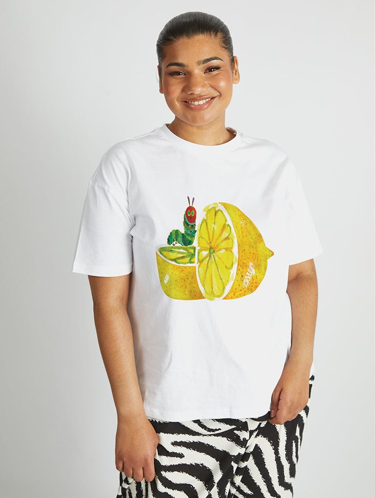 The Very Hungry Caterpillar Lemon T-Shirt In White Tops & T-Shirts Skinnydip London