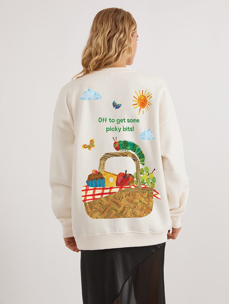 The Very Hungry Caterpillar Picky Bits Picnic Sweatshirt In White Hoodies & Sweatshirts Skinnydip London