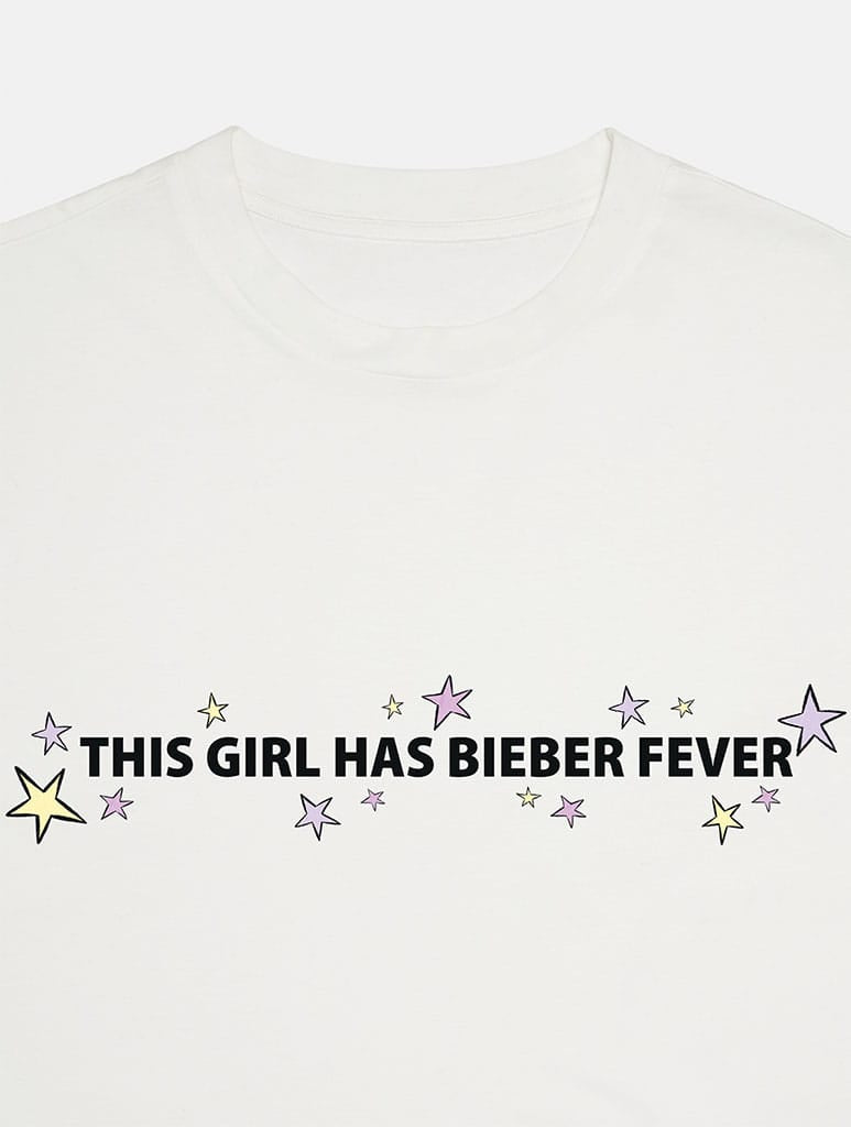 This Girl Has Bieber Fever Baby T-Shirt In White Tops & T-Shirts Skinnydip London