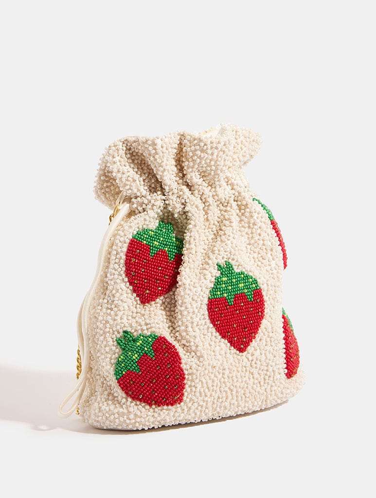 Tilly Drawstring Strawberry Beaded Bag Bags Skinnydip London