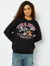 Tom & Jerry Varsity Sweatshirt in Black Hoodies & Sweatshirts Skinnydip London