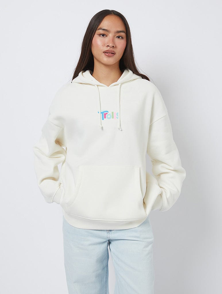Trolls x Skinnydip Bright Side Hoodie In White Hoodies & Sweatshirts Skinnydip London