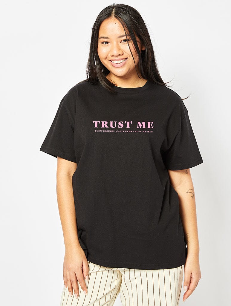 Trust Me T-Shirt In Black Tops & T-Shirts Skinnydip London