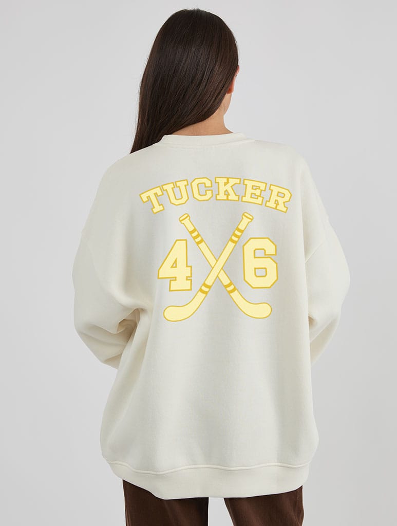 Tucker 46 Sweatshirt In White Hoodies & Sweatshirts Skinnydip London