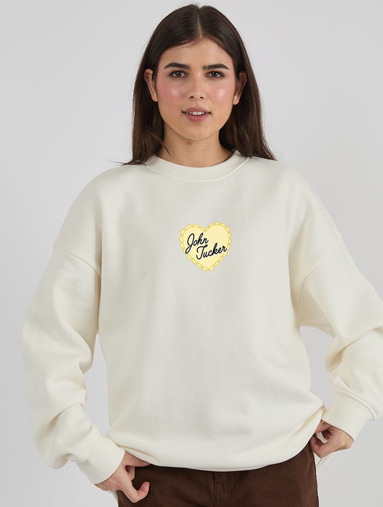 Tucker 46 Sweatshirt In White Hoodies & Sweatshirts Skinnydip London