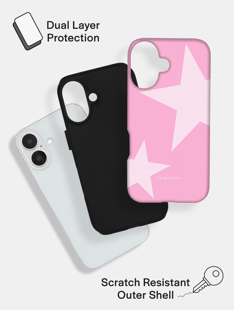 Two Stars Baby Pink White Ultra Protective iPhone Case Phone Cases Skinnydip London