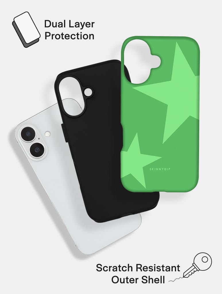 Two Stars Green Ultra Protective iPhone Case Phone Cases Skinnydip London