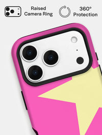 Two Stars Pink with Yellow Ultra Protective iPhone Case Phone Cases Skinnydip London