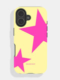 Two Stars Yellow with Pink Ultra Protective iPhone Case Phone Cases Skinnydip London