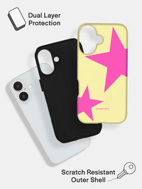 Two Stars Yellow with Pink Ultra Protective iPhone Case Phone Cases Skinnydip London