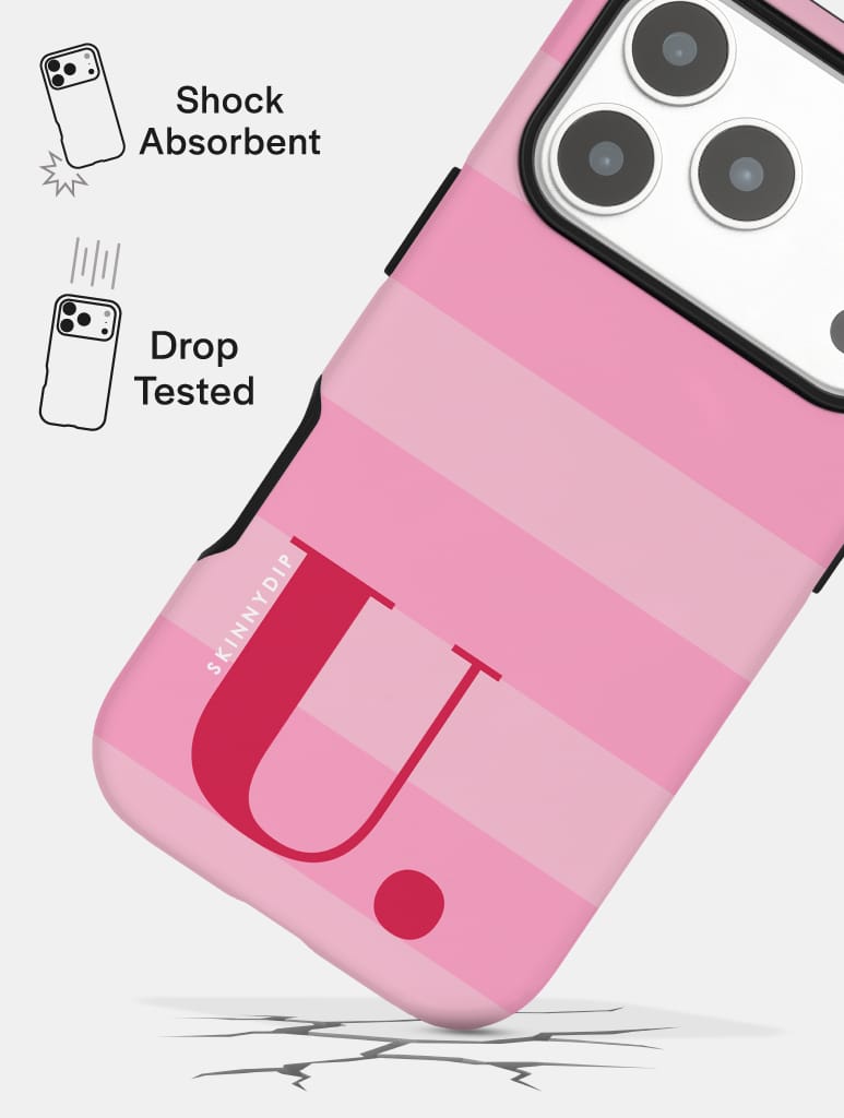 'U' Initial Patterned Pink Ultra Protective iPhone Case Phone Cases Skinnydip London