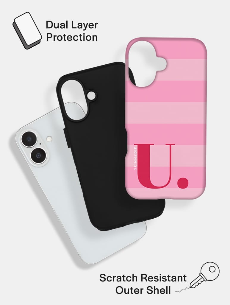'U' Initial Patterned Pink Ultra Protective iPhone Case Phone Cases Skinnydip London