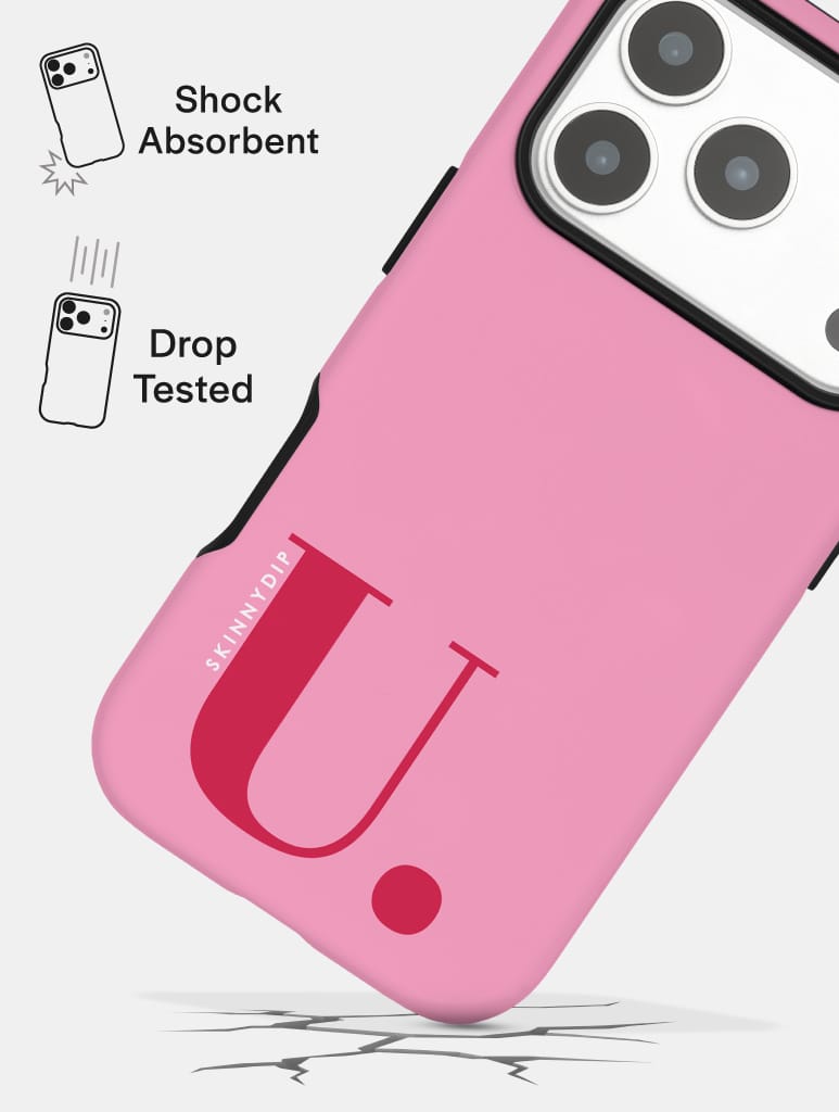 'U' Initial Pink Ultra Protective iPhone Case Phone Cases Skinnydip London