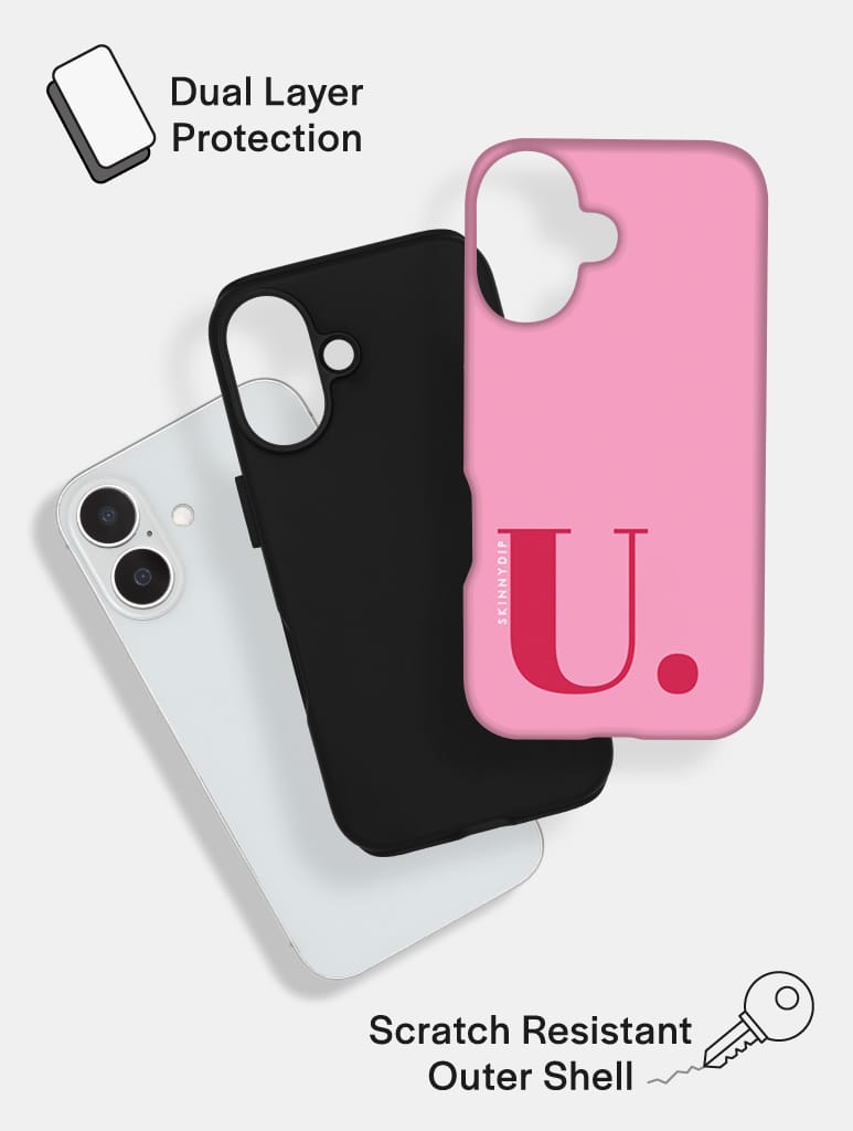 'U' Initial Pink Ultra Protective iPhone Case Phone Cases Skinnydip London