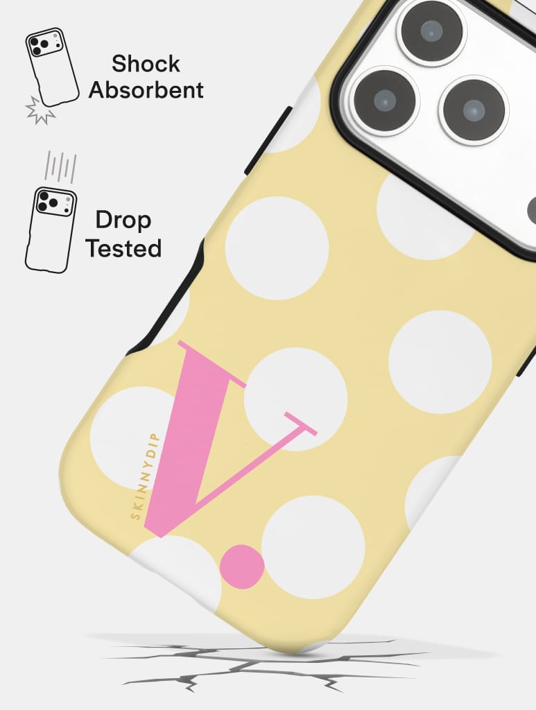 'V' Initial Patterned Yellow Ultra Protective iPhone Case Phone Cases Skinnydip London