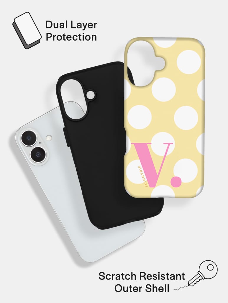 'V' Initial Patterned Yellow Ultra Protective iPhone Case Phone Cases Skinnydip London