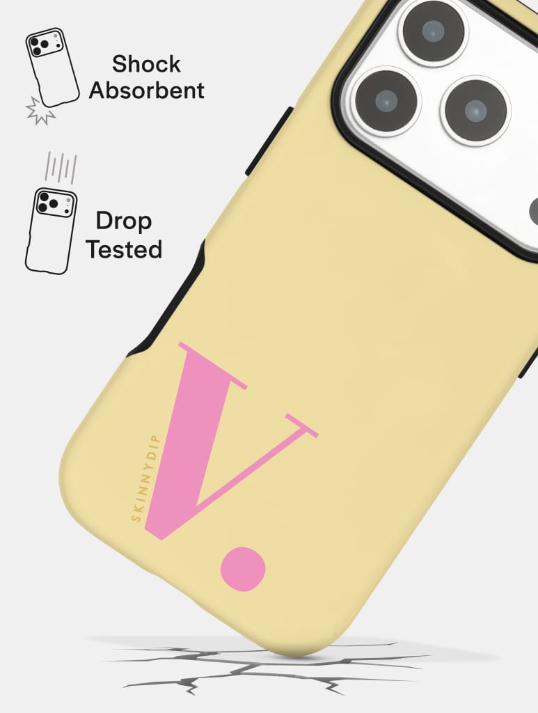 'V' Initial Yellow Ultra Protective iPhone Case Phone Cases Skinnydip London