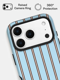Vertical Stripes Baby Blue and Brown Ultra Protective iPhone Case Phone Cases Skinnydip London