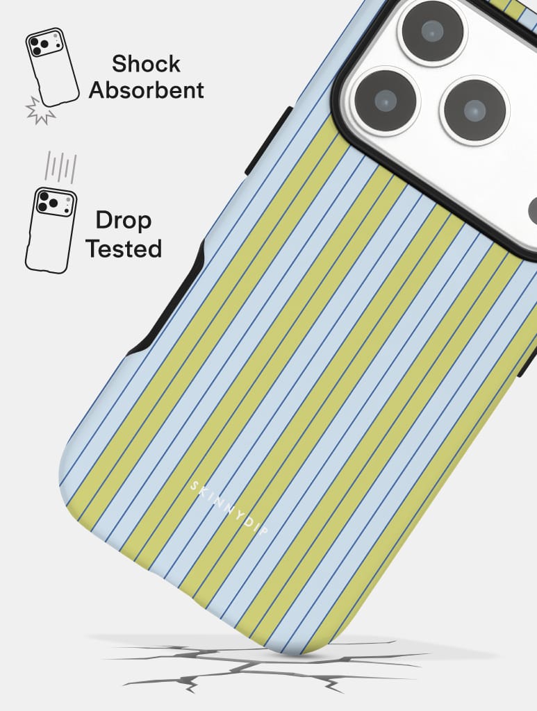 Vertical Stripes Baby Blue and Green Ultra Protective iPhone Case Phone Cases Skinnydip London