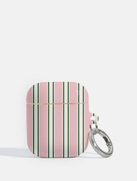 Vertical Stripes Beige Pink and Green Airpods Case AirPods Cases Skinnydip London