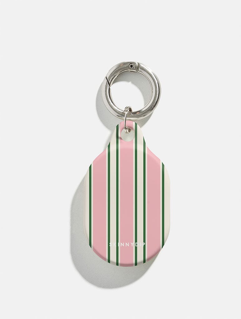 Vertical Stripes Beige Pink and Green AirTag Case in Gloss AirTags Cases Skinnydip London