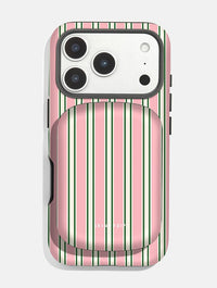 Vertical Stripes Beige Pink and Green Portable Magsafe Charger Portable Chargers Skinnydip London