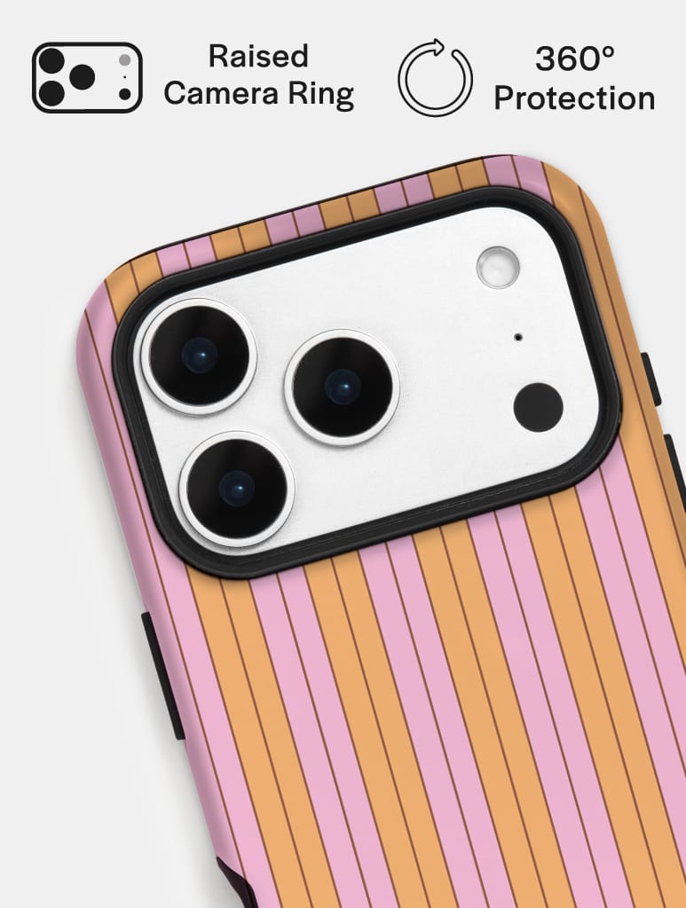 Vertical Stripes Orange and Pink Ultra Protective iPhone Case Phone Cases Skinnydip London