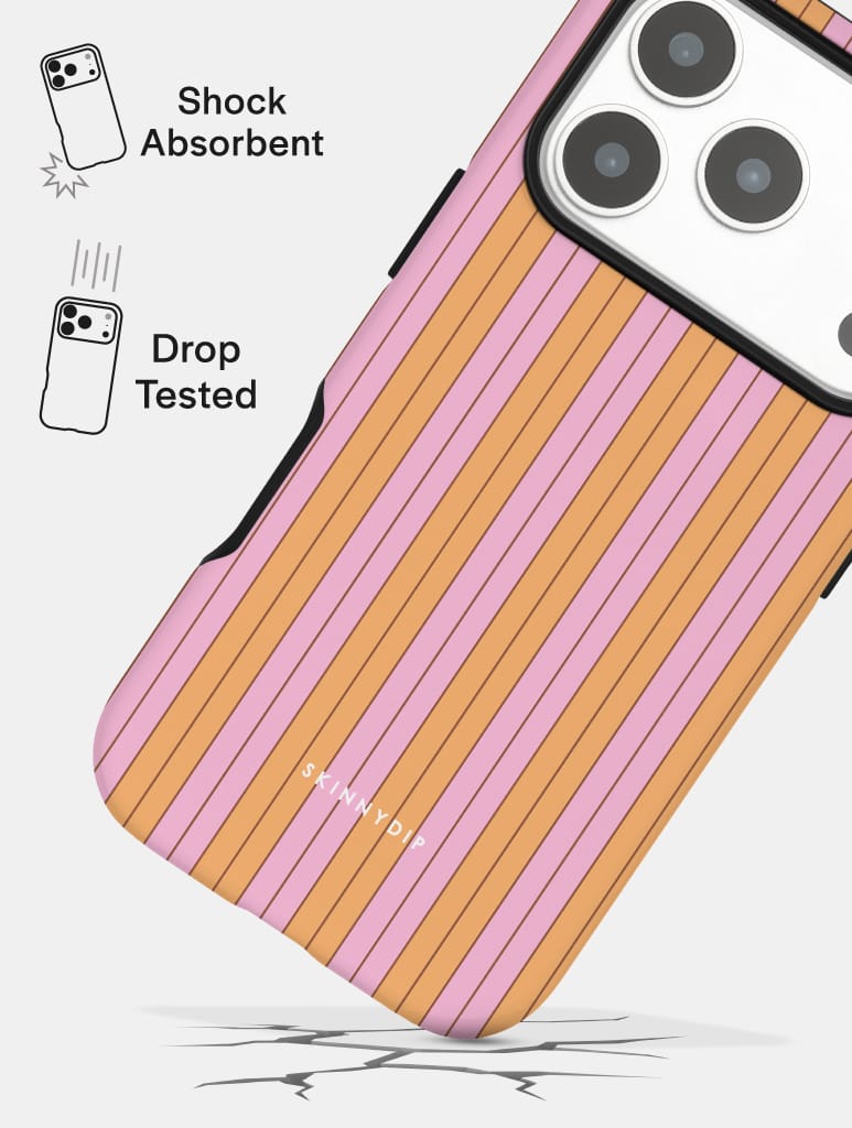 Vertical Stripes Orange and Pink Ultra Protective iPhone Case Phone Cases Skinnydip London