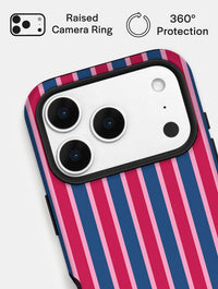 Vertical Stripes Pink Navy Ultra Protective iPhone Case Phone Cases Skinnydip London